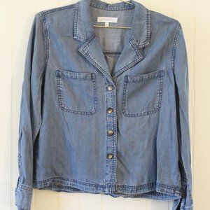 Dynamite ✤ Jean Button Pocket Double Collar Blouse